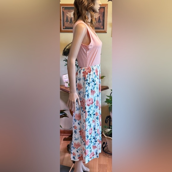 NWT Wneedu Womens Maxi Dress Size Small Hawaiian Floral Print Casual Sleeveless - Picture 6 of 14